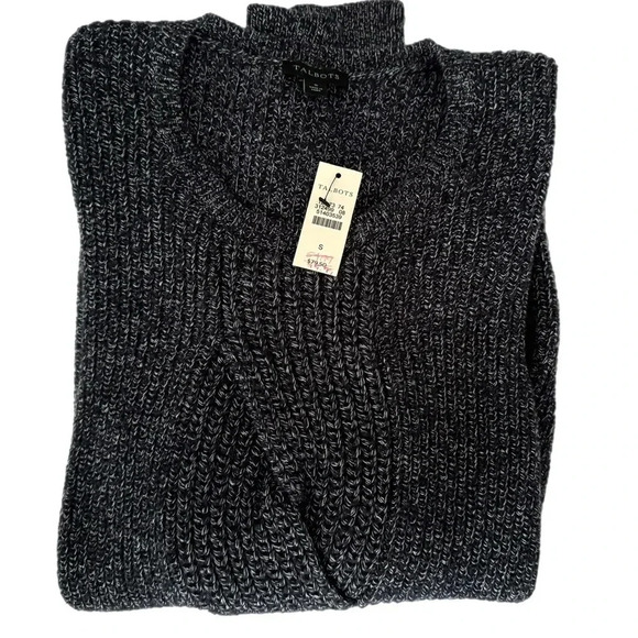 NWT TALBOTS Woven Knit Sweater 100% Cotton Long Sleeve Navy Crew Pullover Small - Picture 6 of 10